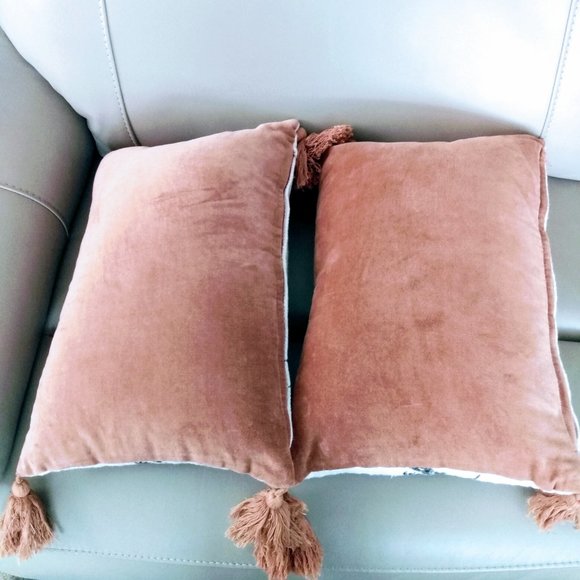 COTTON & VELVET PRINT PILLOW WITH TIGEr IMAGES & TASSELS - Picture 5 of 10